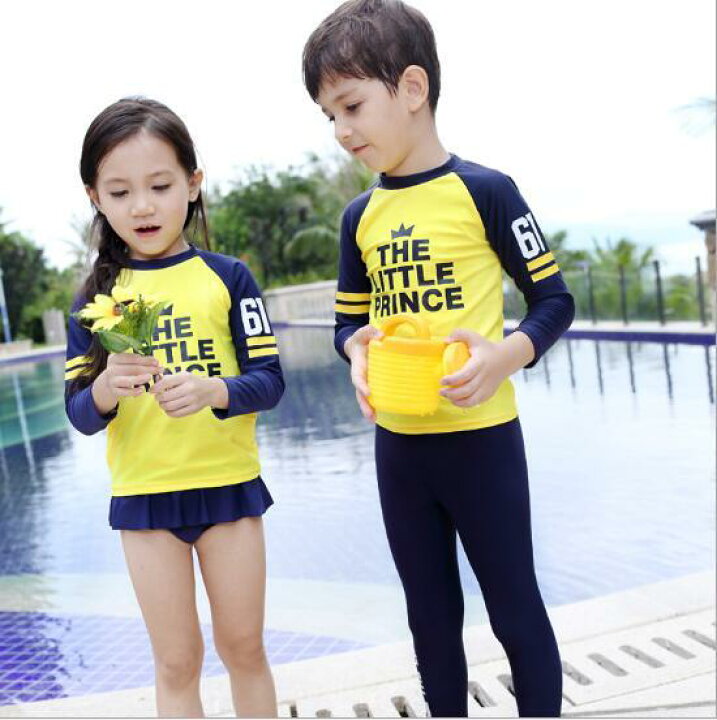 楽天市場 キッズ 水着 女の子 男の子 セパレート 長袖 子供水着 キッズ スイムウェア 2点セット スポーツウェア 子供服 プール 海 水遊び 日焼け対策 95 105cm 3歳 4歳 韓国 韓国風 双子コーデ ふたご 双子 World Twins