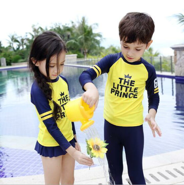 楽天市場 キッズ 水着 女の子 男の子 セパレート 長袖 子供水着 キッズ スイムウェア 2点セット スポーツウェア 子供服 プール 海 水遊び 日焼け対策 95 105cm 3歳 4歳 韓国 韓国風 双子コーデ ふたご 双子 World Twins