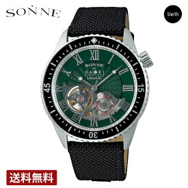 ＼スーパーセール ポイントP10倍／【公式ストア】SONNE ゾンネ メンズ腕時計 日本製 N027 自動巻 グリーン N027SS-GR ブランド 時計