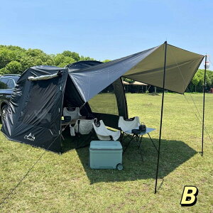 【特定商品!店舗オープン時間限定!ポイント3倍】カーサイドタープ ワンタッチ 車 タープ テンションポール伸縮版 サイドタープ サイドオーニング キャンプ 4~6人用 210T オックス生地 高さ