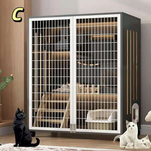 【特定商品!時間限定!ポイント5倍】猫 ケージ 木製 大型 キャットケージ キャスター付き 猫ゲージ 大面積鉄メッシュハウス 3階建て キャットヴィラ コンパクト 可愛い 猫ハウス 両側に中