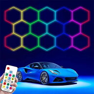 RGB LED ハニカム ガレージ ライト リモコン付き ガレージ 六角形ライト 358 色モード付き 調光可能 &amp…