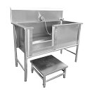 【ポイント4倍!2月限定!店舗の人気商品!】ステンレス鋼のペットスパ浴槽、犬のグルーミング浴槽、蛇口とベンチ付きの…