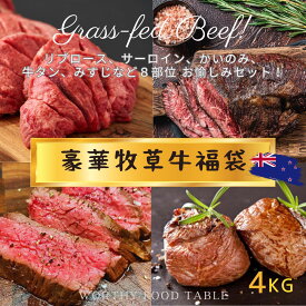 【 自然育ち完全放牧の牧草牛 グラスフェッドビーフ 福袋 お楽しみ8種類 4Kg 詰合わせ 】 ニュージーランド産 シルバーファーンファームス 牛肉 赤身 オメガ3 成長促進ホルモン剤不使用 抗生物質不使用 プレミアムグレード