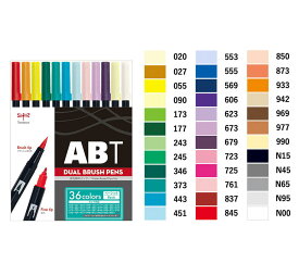 トンボ鉛筆 水性マーキングペン デュアルブラッシュペン Dual Brush-Pen ABT ベーシック 36色セット AB-T36CBA