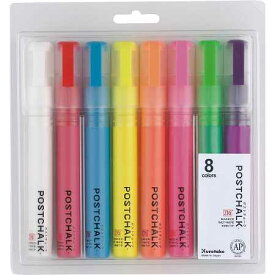 呉竹 ZIG ブラックボードマーカー ポストチョーク 8色セット POSTCHALK MARKER WET-WIPE 6MMTIP NEON・8V POST-500A/8VB