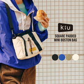 2025FW【KiU公式】スクエアパデッドミニボストンバッグ【防水 撥水 キルティング バッグ ミニバッグ ショルダー ポケット シンプル おしゃれ かわいい カジュアル アウトドア 秋冬】