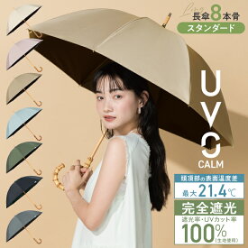 【Wpc.公式】日傘長 8本骨 UVO（ウーボ）CALM 完全遮光100% 無地【完全UVカット100% 生地使用 親骨55cm 大きい 手開き レディース おしゃれ 可愛い 女性 通勤 通学 社会人 学生】 公式限定