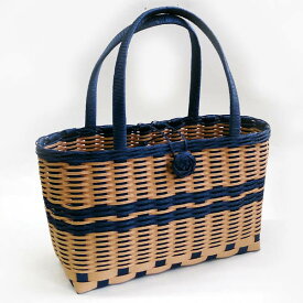 紙バンド手芸トライアルキット♪2色使いのかごバッグキット（モカベースに濃紺がアクセントの2色使い）