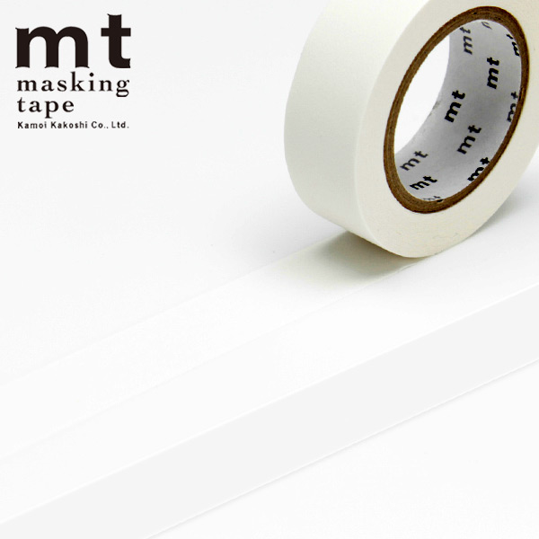 マスキングテープ mt カモ井加工紙 mt1P 無地 マットホワイト （15mmｘ7m） MT01P208R・1巻