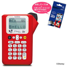 【数量限定 テープおまけ付き】ラベルライター ブラザー ピータッチ キャラクターモデル ミッキーレッド　P-TOUCH 本体　PT-J100MCR