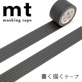 マスキングテープ mt カモ井加工紙 1P 書く描くテープ 点線・黒 MTKAKU07 幅25mm×長さ7m