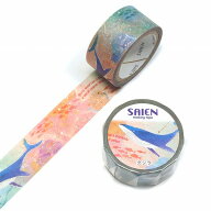 マスキングテープ SAIEN 彩宴 カミイソ産商 Marine Life マリンライフ 箔押し クジラ UR-3116 20mm×5m