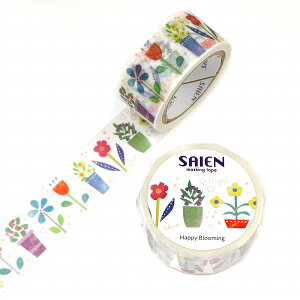 �}�X�L���O�e�[�v SAIEN �ʉ� �J�~�C�\�Y�� �I���W�i���V���[�Y Happy Blooming �� �t�����[ UR-4060 20mm×7m