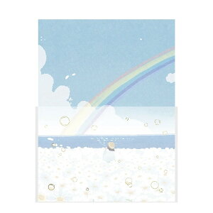 レターセット 包む 封筒が透ける景色のレター しゃぼん玉と虹 TL0C6 箔押し 手紙 便箋 封筒 メッセージ
