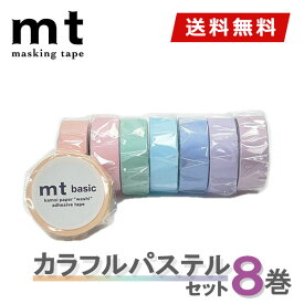【楽天マラソンSALEポイント5倍】【1,000円ポッキリ】 マスキングテープ 8巻セット mt カモ井加工紙 カラフルパステルセット 【ネコポス送料無料】 無地 シンプル