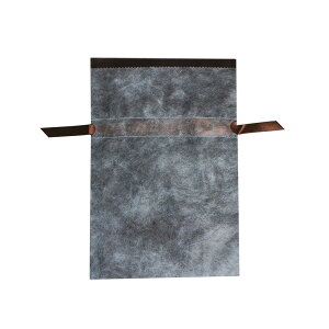 ギフトラッピングバッグ 不織布リボン巾着袋 M ブラウン(10枚入り)