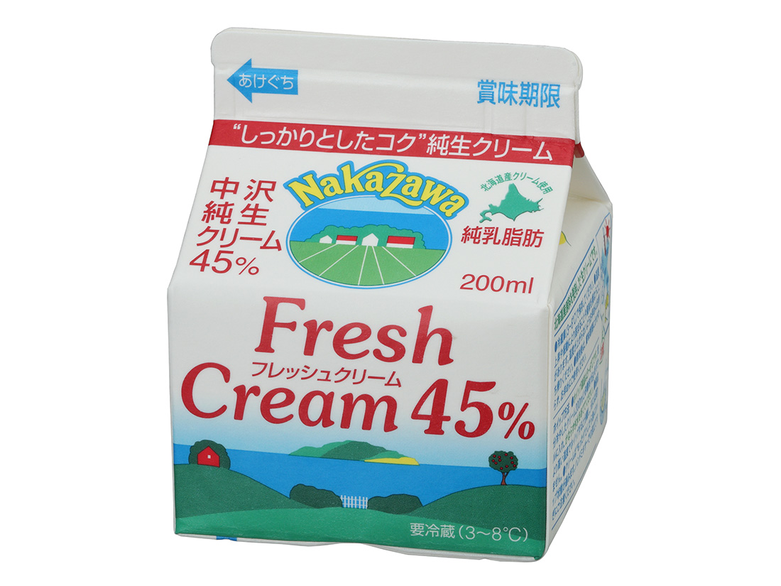 着日指定不可 通販 冷蔵 中沢乳業 45% アウトレット☆送料無料 200ml フレッシュクリーム