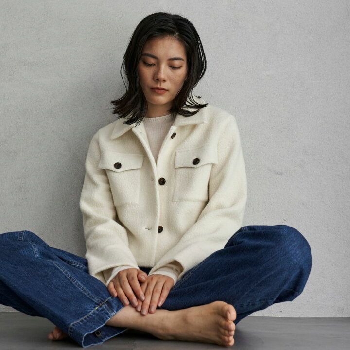 楽天市場】【50％OFF】襟付きボアカーディガン チャコール オフ 