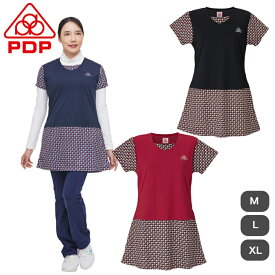 【アウトレット セール】PDP (ピーディーピー) テニスウェア レディース チュニック ワンピース【メール便 送料無料】 テニス ウェア レディース レディースウェア かわいい 千鳥格子柄 PTW-4102