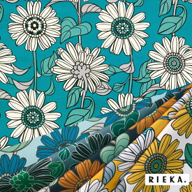 ひまわり 国産オックス/ブロード/シーチング/ダブルガーゼ/ローン/11号帆布 RIEKA（花柄/向日葵/北欧風/かわいい/おしゃれ/手芸生地/入園入学/雑貨小物）