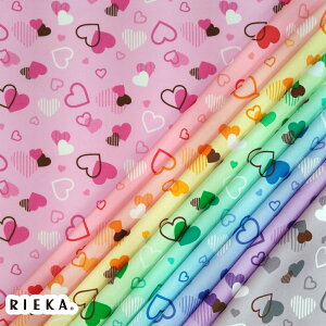 スパークリングラブ 国産オックス/ブロード/シーチング/ダブルガーゼ/ローン/11号帆布 RIEKA(幾何学模様/ハート柄/推し色/かわいい/おしゃれ/手芸生地/入園入学/雑貨小物)