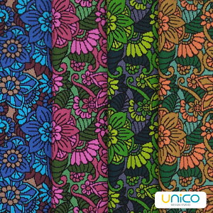KNI001 国産オックス/ブロード/シーチング/ダブルガーゼ/ローン/11号帆布 UNICO(ニット風/花柄/植物柄/かわいい/おしゃれ/手芸生地/入園入学/雑貨小物)