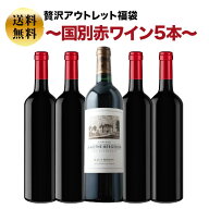 SALE「福袋」贅沢アウトレット福袋～国別赤ワイン5本～ 送料無料 赤ワインセット