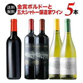 【送料無料】金賞ボルドーと五大シャトー醸造家ワイン5本セット（赤3本＆白2本）送料無料「7/27更新」【ワインセット】【ワイン ギフト】【母の日】