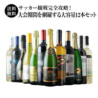 サッカー観戦完全攻略！大会期間を網羅する大容量12本セット 赤4本＆白4本＆泡4本 送料無料 ワインセット…