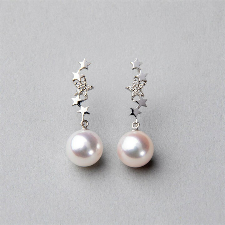 楽天市場】あこや真珠 ピアス スター 7.5-8.0mm K18WG/K18YG パール 