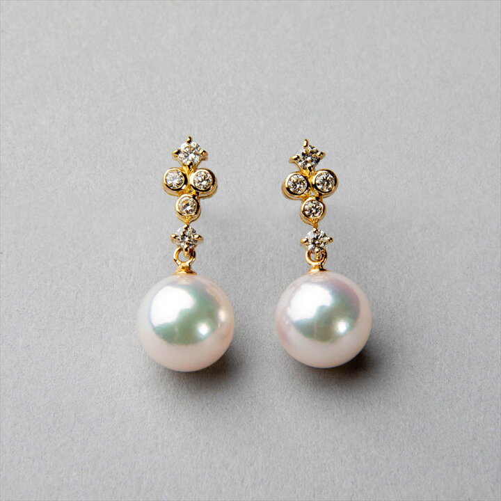 楽天市場】《PREMIUM》オーロラ花珠真珠 ピアス 7.5-8.0mm K18WG 
