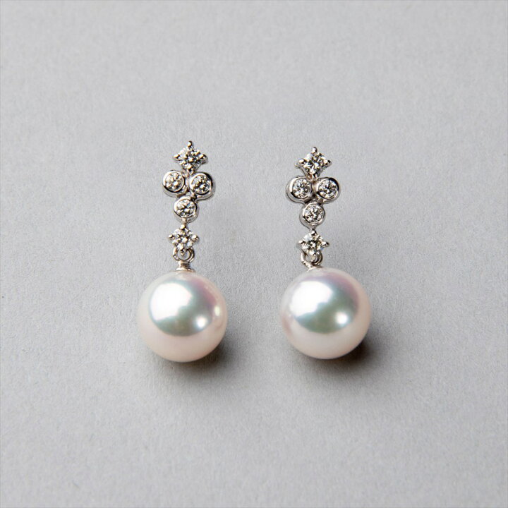 楽天市場】《PREMIUM》オーロラ花珠真珠 ピアス 7.5-8.0mm K18WG/YG 