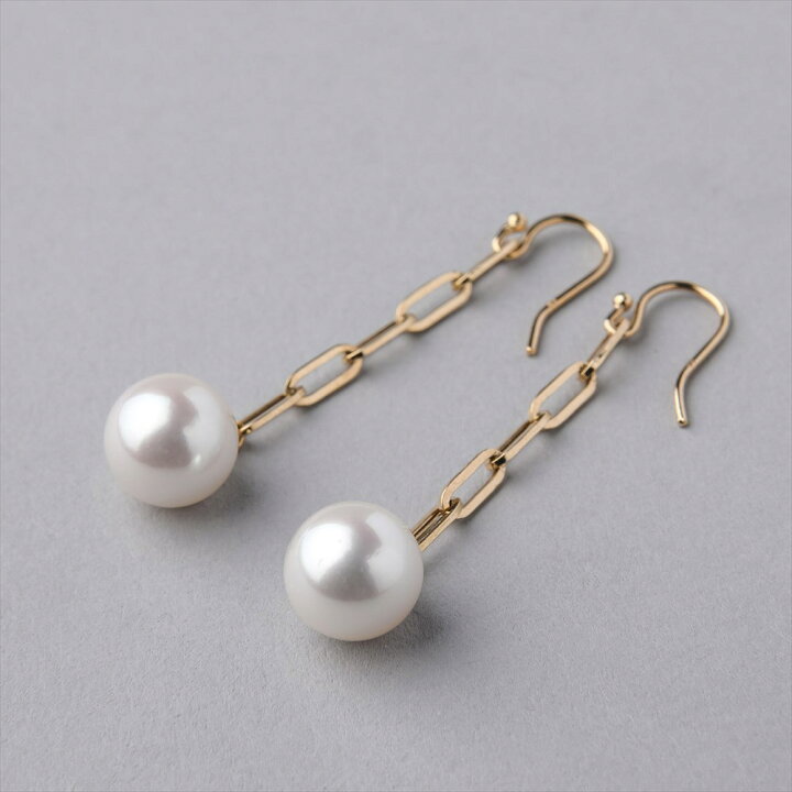楽天市場】《LUXE》 あこや真珠 チェーンピアス 9.0-9.5mm K18YG 