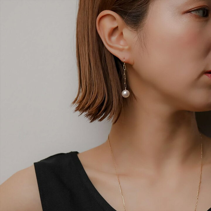 楽天市場】《LUXE》 あこや真珠 チェーンピアス 9.0-9.5mm K18YG 