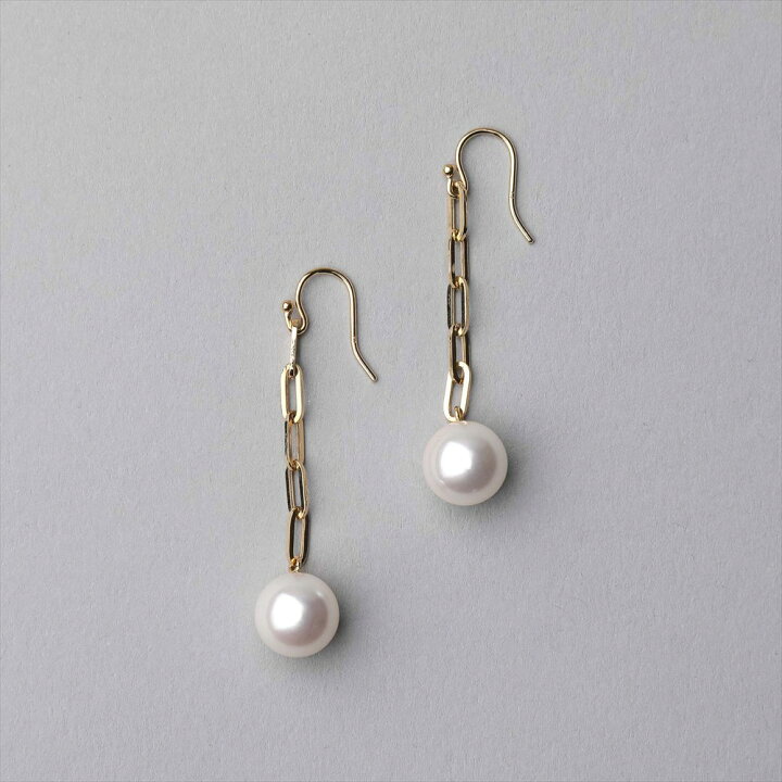 楽天市場】《LUXE》 あこや真珠 チェーンピアス 9.0-9.5mm K18YG 