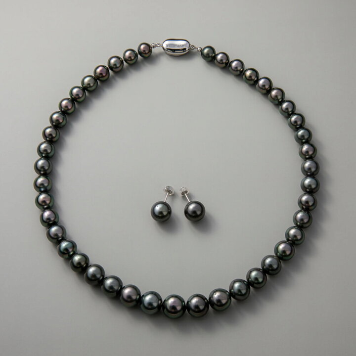 楽天市場】タヒチ黒蝶真珠 ネックレス セット 7.5-11mm パール  