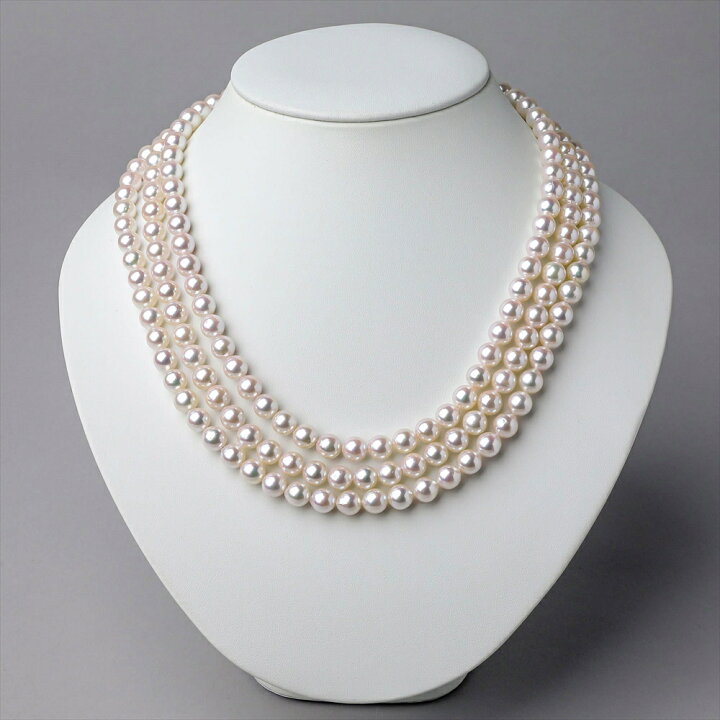 楽天市場】あこや真珠 3連ネックレス 7.5-8.0mm パールネックレス  