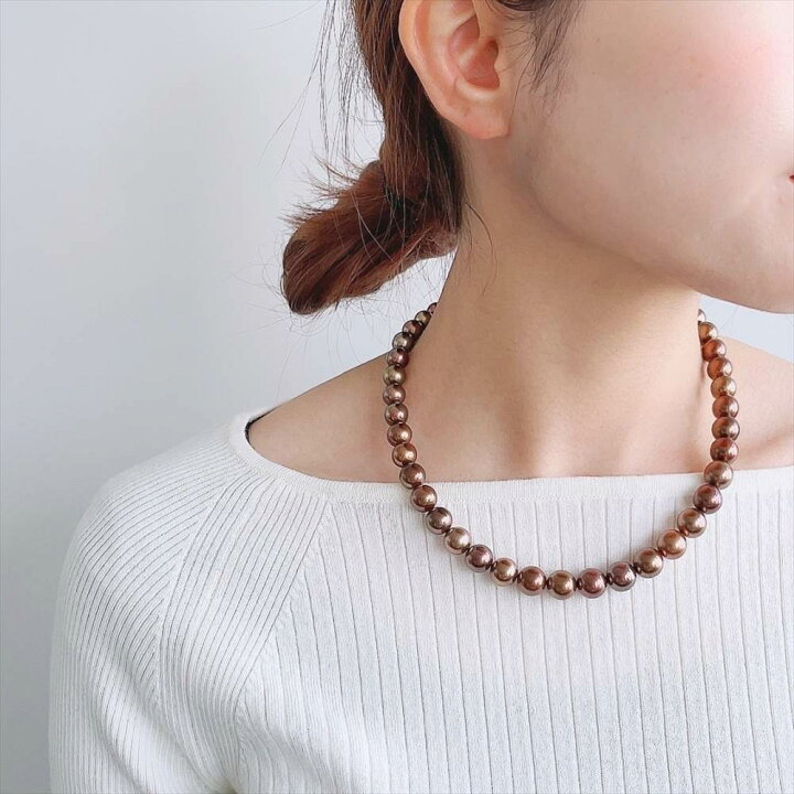 楽天市場】《Chocolat》 タヒチ黒蝶真珠 ネックレス 8.1-10.7mm パール 
