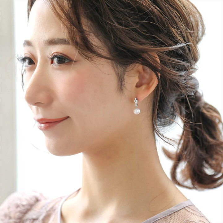 楽天市場】《PREMIUM》オーロラ花珠真珠 ピアス 7.5-8.0mm K18WG/YG 