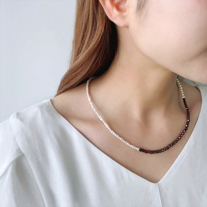 楽天市場】【クーポン利用で10%OFF】淡水真珠×ガーネット ネックレス 