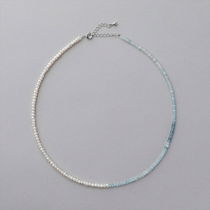 楽天市場】淡水真珠×アクアマリン ネックレス 2.5-3.2mm ハーフ パール  