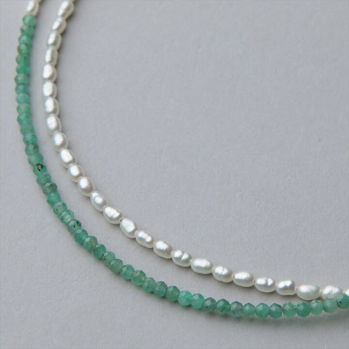 楽天市場】淡水真珠/エメラルド ネックレス 2.0-2.5mm ケシ パール  