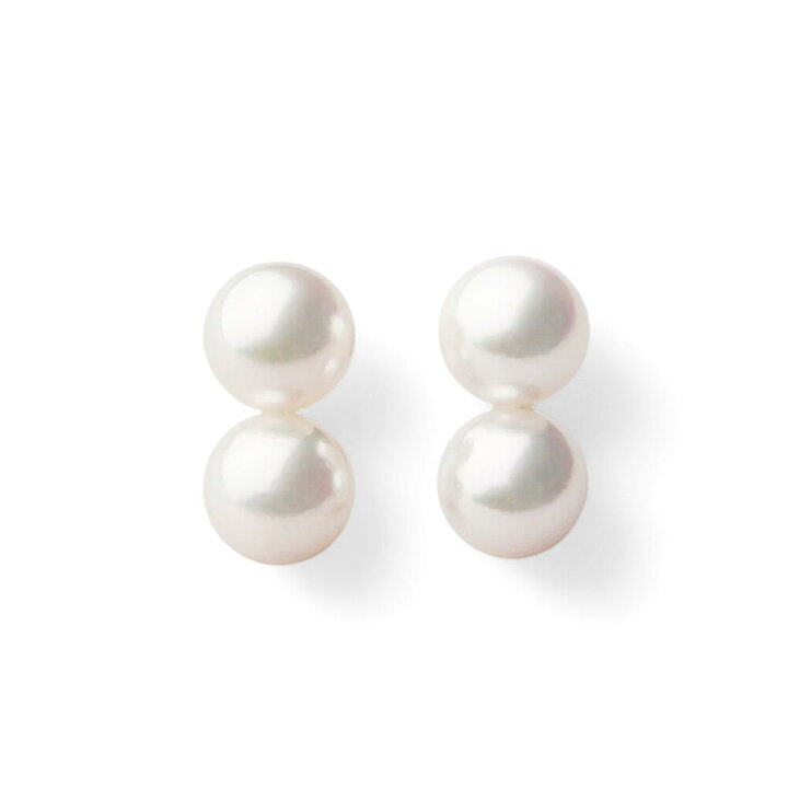 楽天市場】《Carina》 あこや真珠 2粒ピアス 7.5-8.0mm K18YG パール 