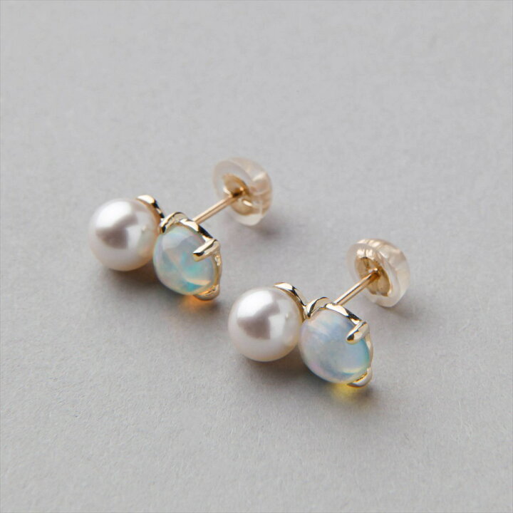 楽天市場】【クーポン利用で10%OFF】あこや真珠×オパール ピアス 5.5 