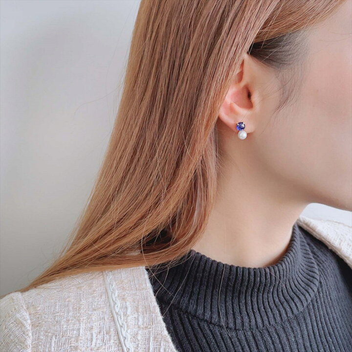 楽天市場】あこや真珠×サファイア ピアス 5.5-6.0mm/6mmUP K10YG 