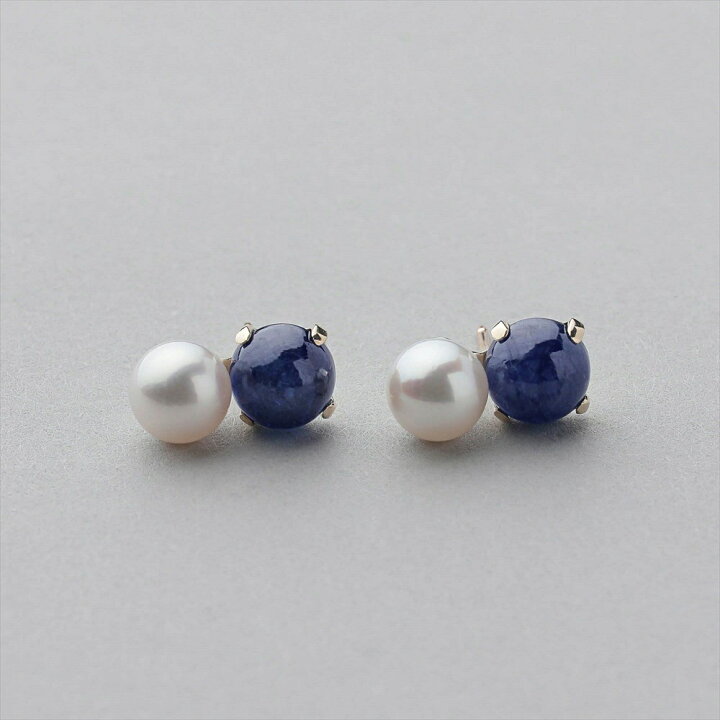 楽天市場】あこや真珠×サファイア ピアス 5.5-6.0mm/6mmUP K10YG 