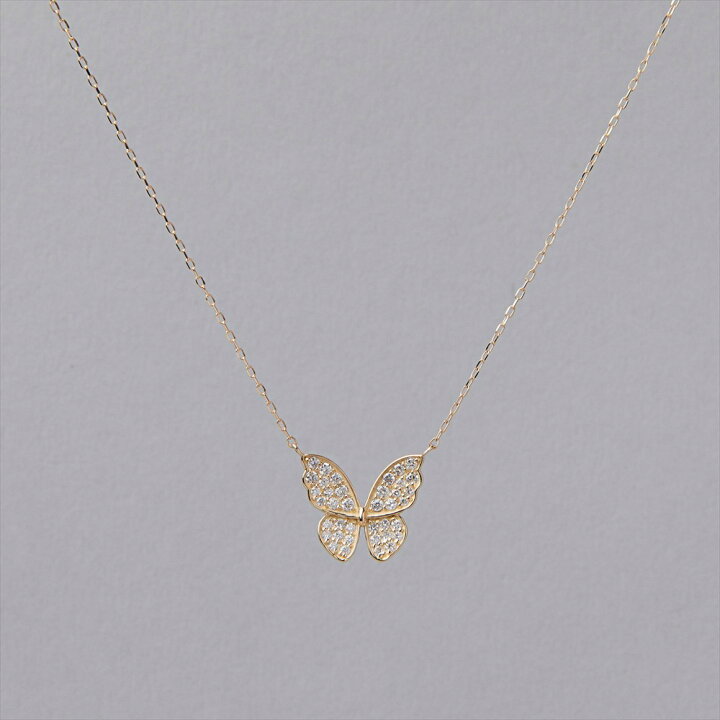 楽天市場】《petit amie》 ダイヤモンド 蝶 ペンダント K18YG 0.20ct 