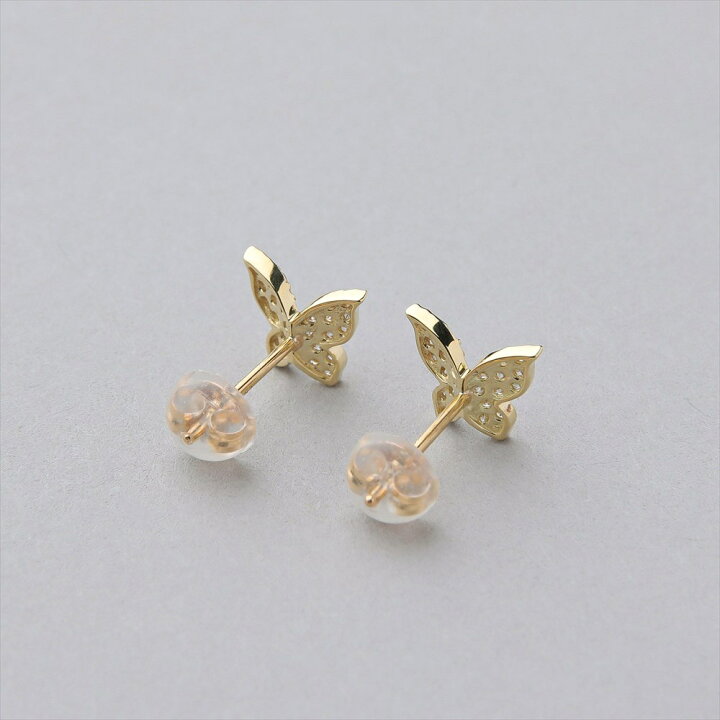 楽天市場】ダイヤモンドピアス 蝶 K18 イエローゴールド 0.08ct×2 [n2  