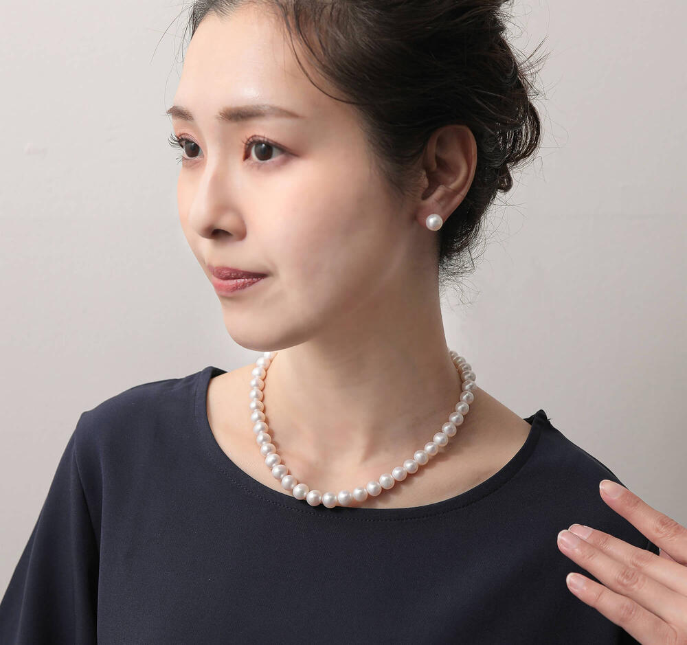 楽天市場】【即納】パールネックレスセット 8.5-9.5mm 淡水真珠 上質